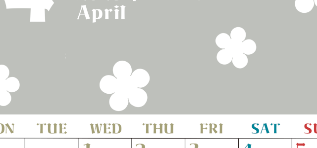 2026年4月カレンダーは縦型月曜始まりでフラワーシルエットが上品でおしゃれ（無料）(2026-01330411)