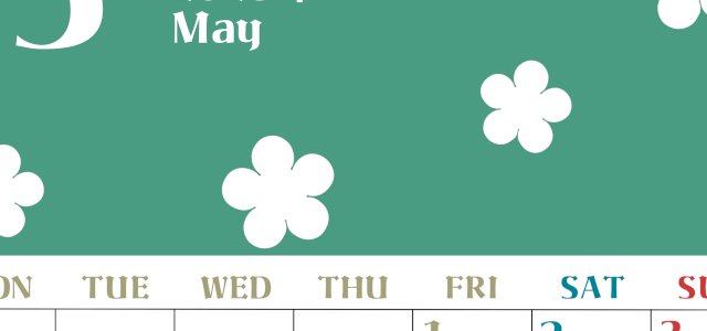 2026年5月カレンダーは縦型月曜始まりでフラワーシルエットが上品でおしゃれ（無料）(2026-01330511)