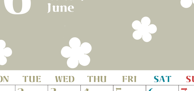 2026年6月カレンダーは縦型月曜始まりでフラワーシルエットが上品でおしゃれ（無料）(2026-01330611)