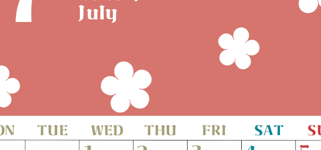 2026年7月カレンダーは縦型月曜始まり でフラワーシルエットが上品でおしゃれ（無料）(2026-01330711)