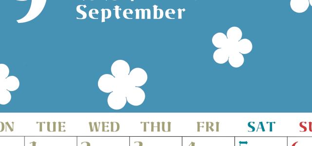 2026年9月カレンダーは縦型月曜始まりでフラワーシルエットが上品でおしゃれ（無料）(2026-01330911)
