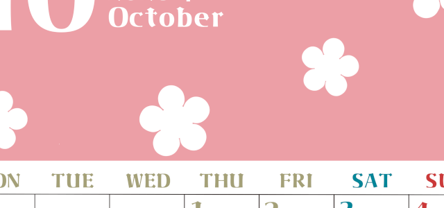2026年10月カレンダーは縦型月曜始まりでフラワーシルエットが上品でおしゃれ（無料）(2026-01331011)
