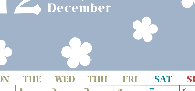 2026年12月カレンダーは縦型月曜始まりでフラワーシルエットが上品でおしゃれ（無料）(2026-01331211)