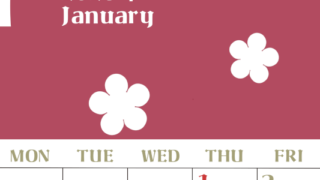 2026年1月カレンダーは縦型日曜始まりでフラワーシルエットが上品でおしゃれ（無料）(2026-01330110)