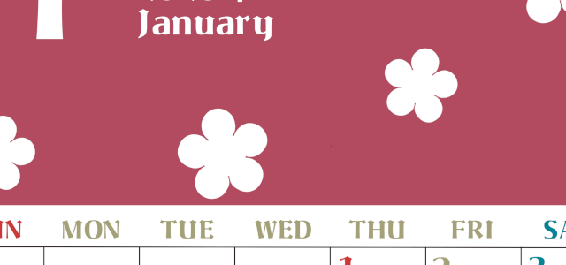 2026年1月カレンダーは縦型日曜始まりでフラワーシルエットが上品でおしゃれ（無料）(2026-01330110)