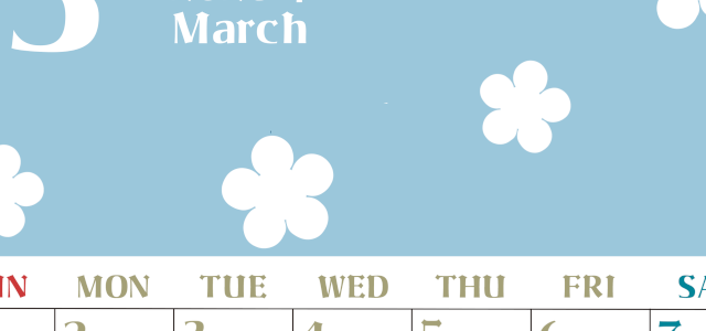 2026年3月カレンダーは縦型日曜始まりでフラワーシルエットが上品でおしゃれ（無料）(2026-01330310)