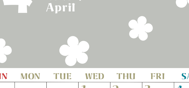 2026年4月カレンダーは縦型日曜始まりでフラワーシルエットが上品でおしゃれ（無料）(2026-01330410)