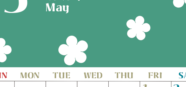 2026年5月カレンダーは縦型日曜始まりでフラワーシルエットが上品でおしゃれ（無料）(2026-01330510)