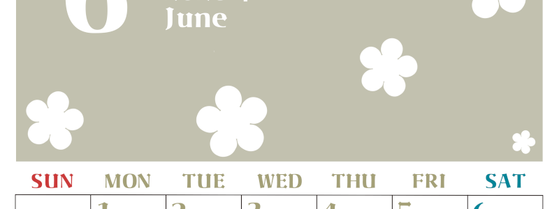 2026年6月カレンダーは縦型日曜始まりでフラワーシルエットが上品でおしゃれ（無料）(2026-01330610)
