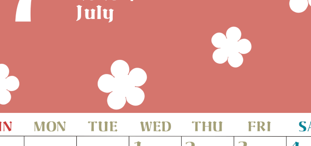 2026年7月カレンダーは縦型日曜始まり でフラワーシルエットが上品でおしゃれ（無料）(2026-01330710)