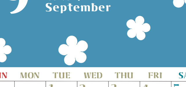2026年9月カレンダーは縦型日曜始まりでフラワーシルエットが上品でおしゃれ（無料）(2026-01330910)