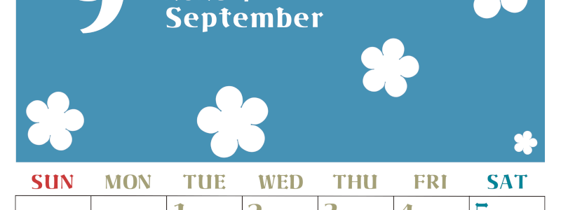 2026年9月カレンダーは縦型日曜始まりでフラワーシルエットが上品でおしゃれ（無料）(2026-01330910)