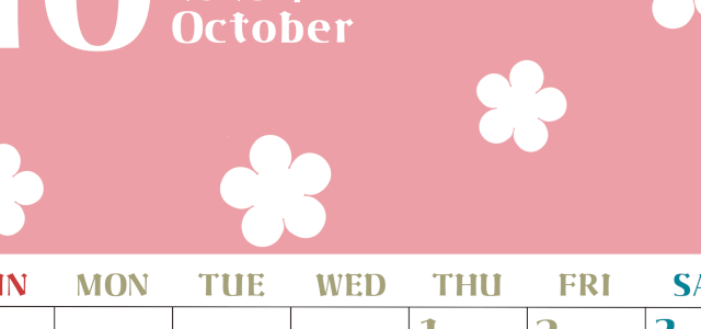2026年10月カレンダーは縦型日曜始まりでフラワーシルエットが上品でおしゃれ（無料）(2026-01331010)