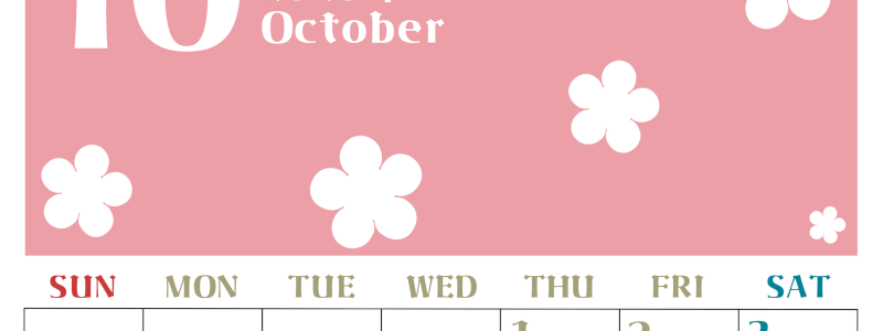 2026年10月カレンダーは縦型日曜始まりでフラワーシルエットが上品でおしゃれ（無料）(2026-01331010)