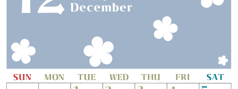 2026年12月カレンダーは縦型日曜始まりでフラワーシルエットが上品でおしゃれ（無料）(2026-01331210)