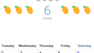 2026年6月カレンダーは縦型月曜始まりで旬のフルーツのイラストがおしゃれ：無料(2026-01350611)