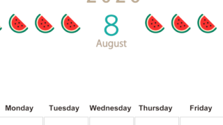 2026年8月カレンダーは縦型日曜始まりで旬のフルーツのイラストがおしゃれ：無料(2026-01350810)