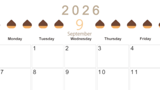 2026年9月カレンダーは横型日曜始まりで旬のフルーツのイラストがおしゃれ：無料(2026-01350900)
