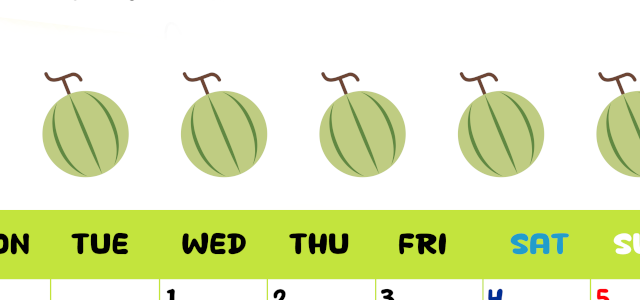 2026年4月カレンダーは縦型月曜始まりで季節感あふれる果物のカラフルなイラストがかわいい：無料(2026-01360411)