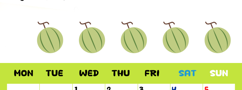 2026年4月カレンダーは縦型月曜始まりで季節感あふれる果物のカラフルなイラストがかわいい：無料(2026-01360411)