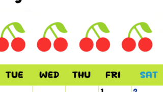 2026年5月カレンダーは縦型月曜始まりで季節感あふれる果物のカラフルなイラストがかわいい：無料(2026-01360511)
