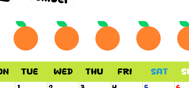 2026年12月カレンダーは縦型月曜始まりで季節感あふれる果物のカラフルなイラストがかわいい：無料(2026-01361211)