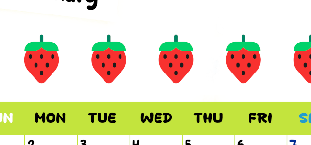 2026年2月カレンダーは縦型日曜始まりで季節感あふれる果物のカラフルなイラストがかわいい：無料(2026-01360210)