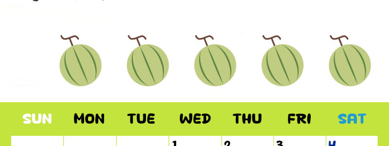 2026年4月カレンダーは縦型日曜始まりで季節感あふれる果物のカラフルなイラストがかわいい：無料(2026-01360410)