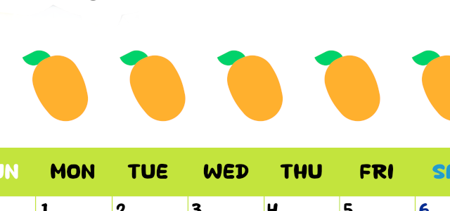 2026年6月カレンダーは縦型日曜始まりで季節感あふれる果物のカラフルなイラストがかわいい：無料(2026-01360610)