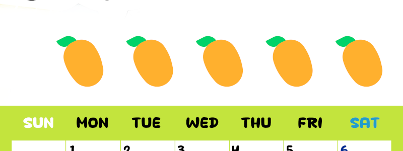 2026年6月カレンダーは縦型日曜始まりで季節感あふれる果物のカラフルなイラストがかわいい：無料(2026-01360610)