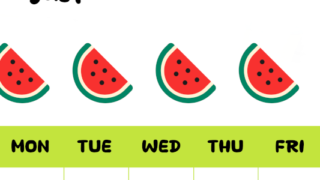 2026年8月カレンダーは縦型日曜始まりで季節感あふれる果物のカラフルなイラストがかわいい：無料(2026-01360810)