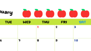 2026年1月カレンダーは横型月曜始まりで季節感あふれる果物のカラフルなイラストがかわいい：無料(2026-01360101)