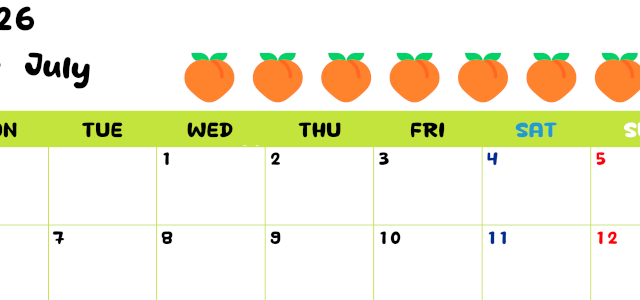 2026年7月カレンダーは横型月曜始まり でベージュの花がおしゃれ：無料(2026-01360701)