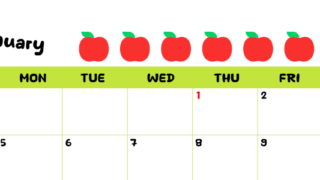 2026年1月カレンダーは横型日曜始まりで季節感あふれる果物のカラフルなイラストがかわいい：無料(2026-01360100)