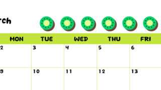 2026年3月カレンダーは横型日曜始まりで季節感あふれる果物のカラフルなイラストがかわいい：無料(2026-01360300)