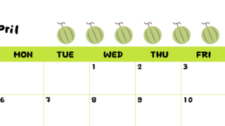 2026年4月カレンダーは横型日曜始まりで季節感あふれる果物のカラフルなイラストがかわいい：無料(2026-01360400)