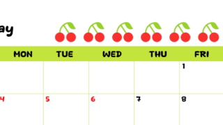 2026年5月カレンダーは横型日曜始まりで季節感あふれる果物のカラフルなイラストがかわいい：無料(2026-01360500)