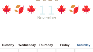 2026年11月カレンダーは縦型月曜始まりで季節感あふれる行事のカラフルなイラストがおしゃれ：無料(2026-01371111)