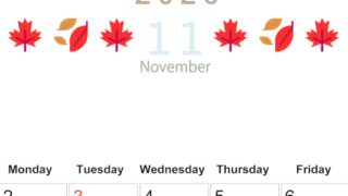 2026年11月カレンダーは縦型日曜始まりで季節感あふれる行事のカラフルなイラストがおしゃれ：無料(2026-01371110)