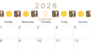 2026年9月カレンダーは横型月曜始まりで季節感あふれる行事のカラフルなイラストがおしゃれ：無料(2026-01370901)