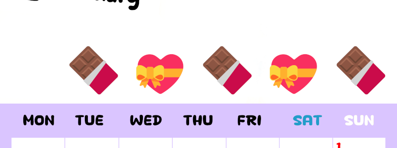 2026年2月カレンダーは縦型月曜始まりで季節の行事の絵文字イラストがかわいい♪ダウンロードは無料♪(2026-01380211)