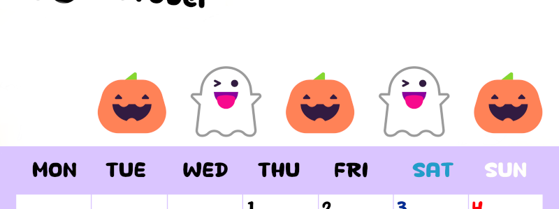 2026年10月カレンダーは縦型月曜始まりで季節の行事の絵文字イラストがかわいい♪ダウンロードは無料♪(2026-01381011)