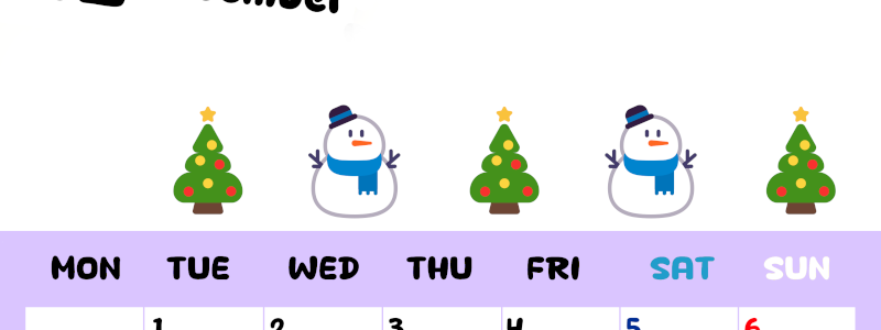 2026年12月カレンダーは縦型月曜始まりで季節の行事の絵文字イラストがかわいい♪ダウンロードは無料♪(2026-01381211)