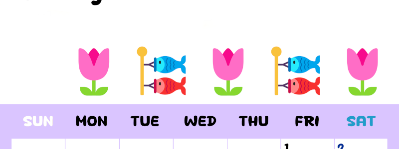2026年5月カレンダーは縦型日曜始まりで季節の行事の絵文字イラストがかわいい♪ダウンロードは無料♪(2026-01380510)