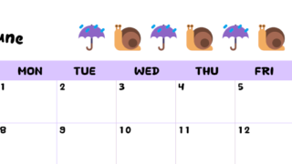 2026年6月カレンダーは横型日曜始まりで季節の行事の絵文字イラストがかわいい♪ダウンロードは無料♪(2026-01380600)