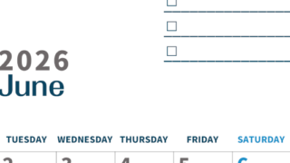 2026年6月カレンダーは縦型月曜始まりでToDoリストつき♪使いやすいおすすめ無料素材♪(2026-01390611)