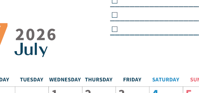 2026年7月カレンダーは縦型月曜始まり でベージュの花がおしゃれ：無料(2026-01390711)