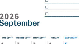 2026年9月カレンダーは縦型月曜始まりでToDoリストつき♪使いやすいおすすめ無料素材♪(2026-01390911)