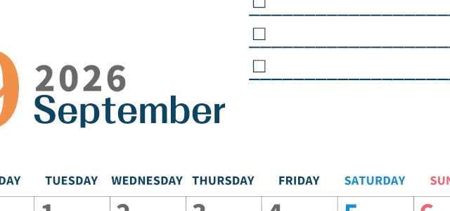 2026年9月カレンダーは縦型月曜始まりでToDoリストつき♪使いやすいおすすめ無料素材♪(2026-01390911)