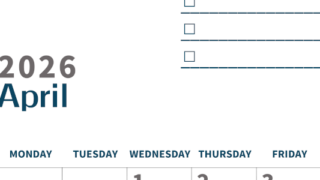 2026年4月カレンダーは縦型日曜始まりでToDoリストつき♪使いやすいおすすめ無料素材♪(2026-01390410)